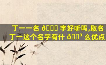 丁一一名 🐅 字好听吗,取名丁一这个名字有什 🌳 么优点